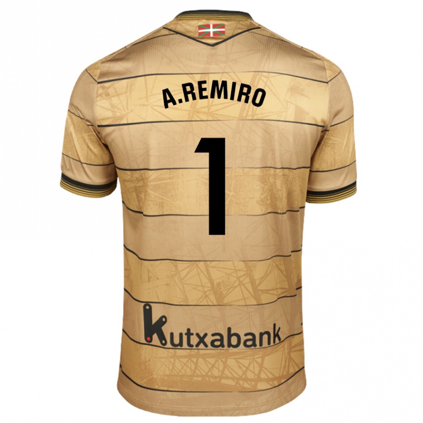 Niño Fútbol Camiseta Álex Remiro #1 Marrón 2ª Equipación 2024/25 Perú