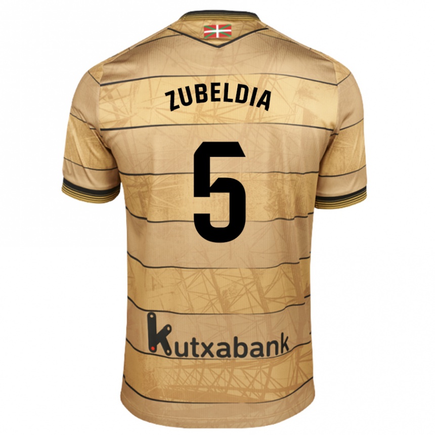 Niño Fútbol Camiseta Igor Zubeldia #5 Marrón 2ª Equipación 2024/25 Perú