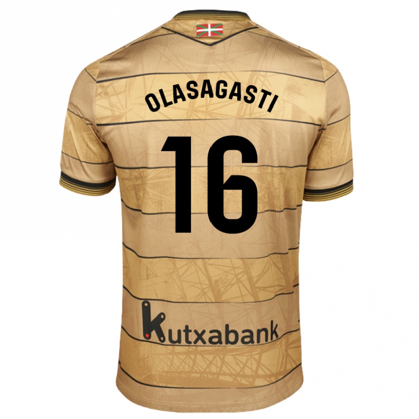 Niño Fútbol Camiseta Jon Ander Olasagasti #16 Marrón 2ª Equipación 2024/25 Perú