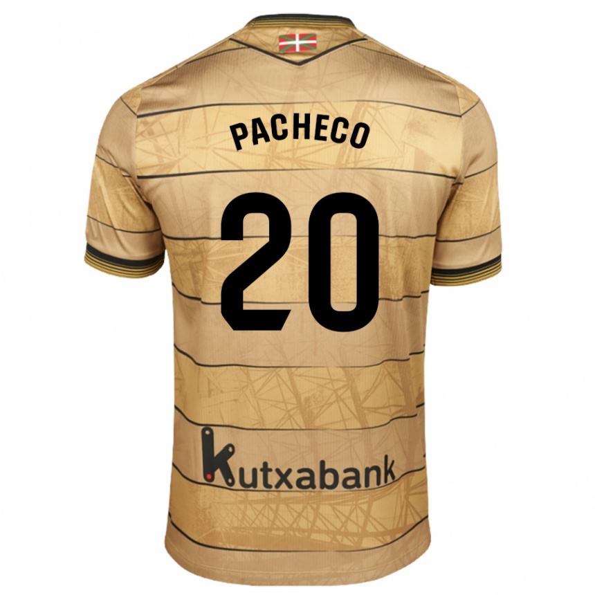 Niño Fútbol Camiseta Jon Pacheco #20 Marrón 2ª Equipación 2024/25 Perú