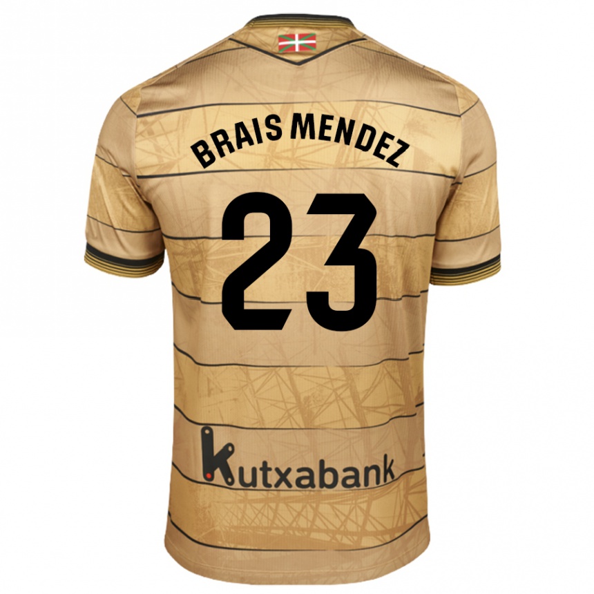 Niño Fútbol Camiseta Brais Méndez #23 Marrón 2ª Equipación 2024/25 Perú