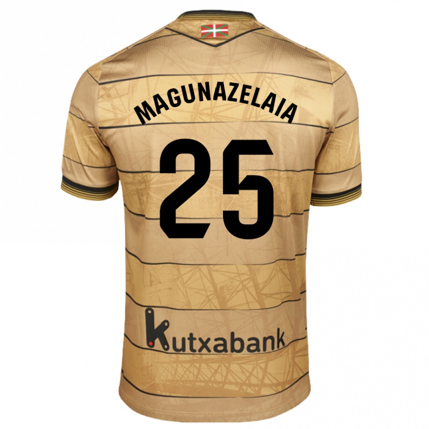 Niño Fútbol Camiseta Jon Magunazelaia #25 Marrón 2ª Equipación 2024/25 Perú