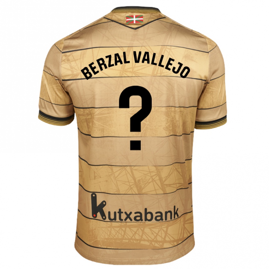 Niño Fútbol Camiseta Asier Berzal Vallejo #0 Marrón 2ª Equipación 2024/25 Perú