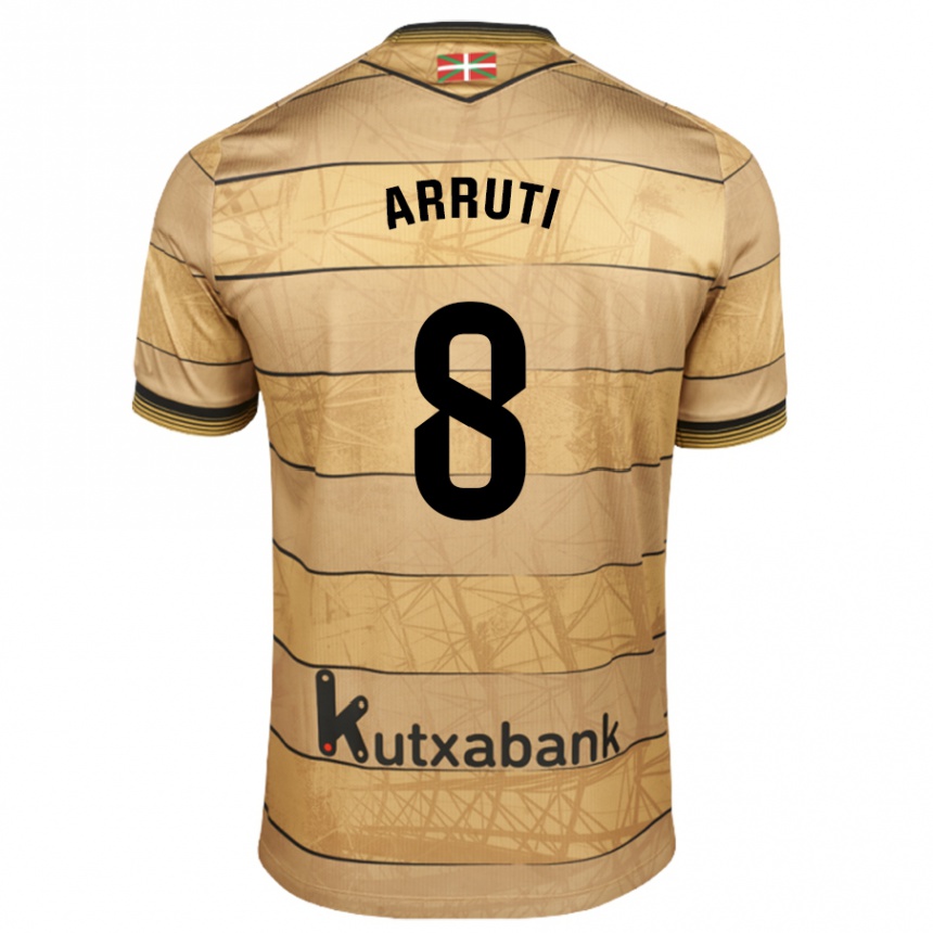 Niño Fútbol Camiseta Martín Arruti #8 Marrón 2ª Equipación 2024/25 Perú