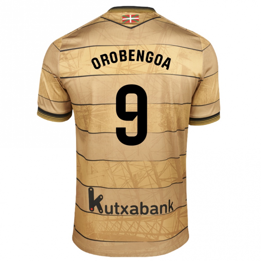 Niño Fútbol Camiseta Ekain Orobengoa #9 Marrón 2ª Equipación 2024/25 Perú