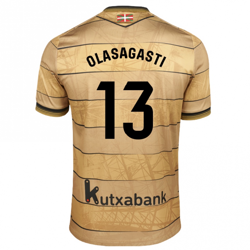 Niño Fútbol Camiseta Lander Olasagasti #13 Marrón 2ª Equipación 2024/25 Perú