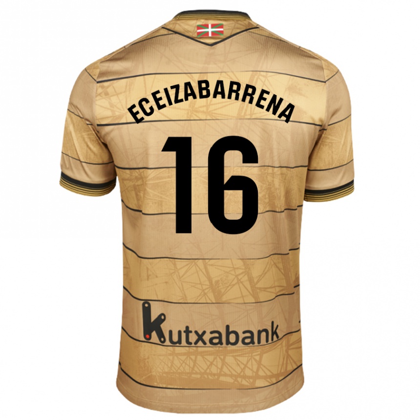 Niño Fútbol Camiseta Jon Eceizabarrena #16 Marrón 2ª Equipación 2024/25 Perú