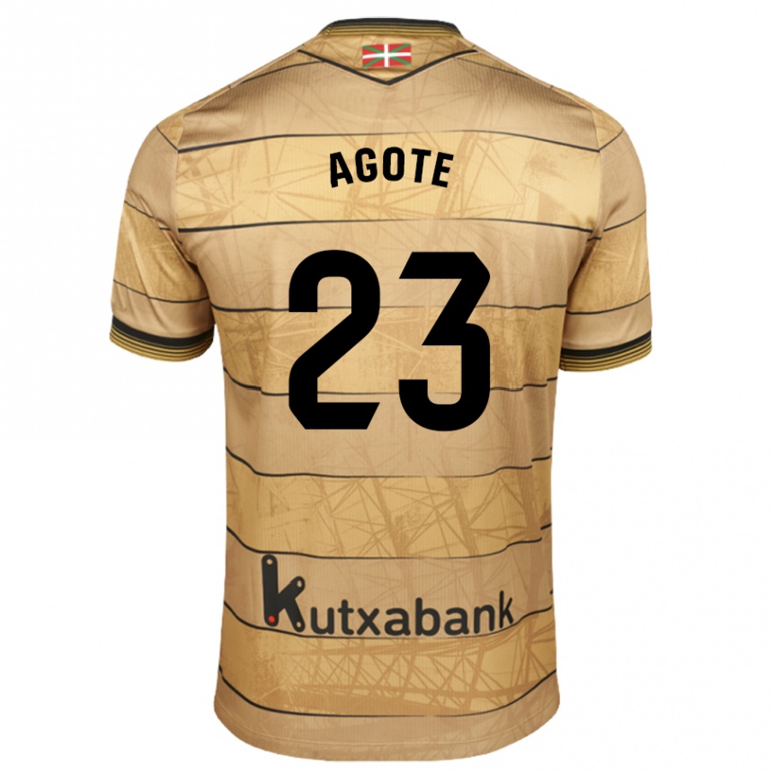 Niño Fútbol Camiseta Unax Agote #23 Marrón 2ª Equipación 2024/25 Perú