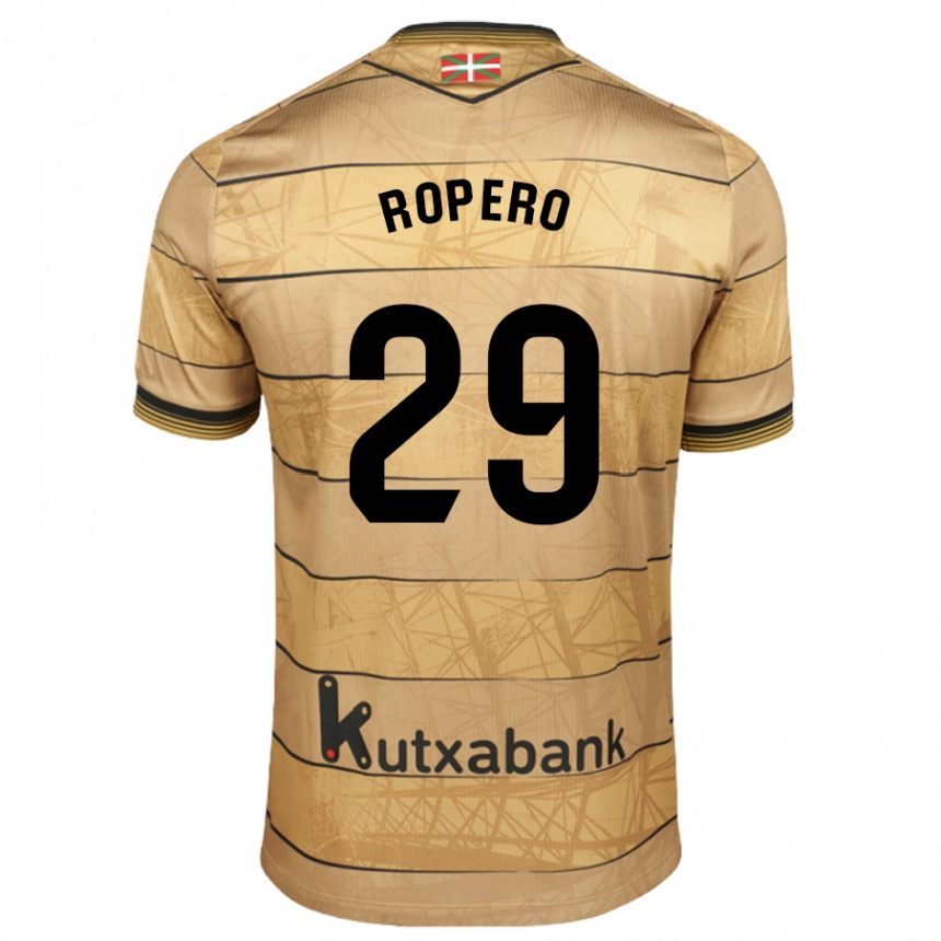 Niño Fútbol Camiseta Iker Ropero #29 Marrón 2ª Equipación 2024/25 Perú