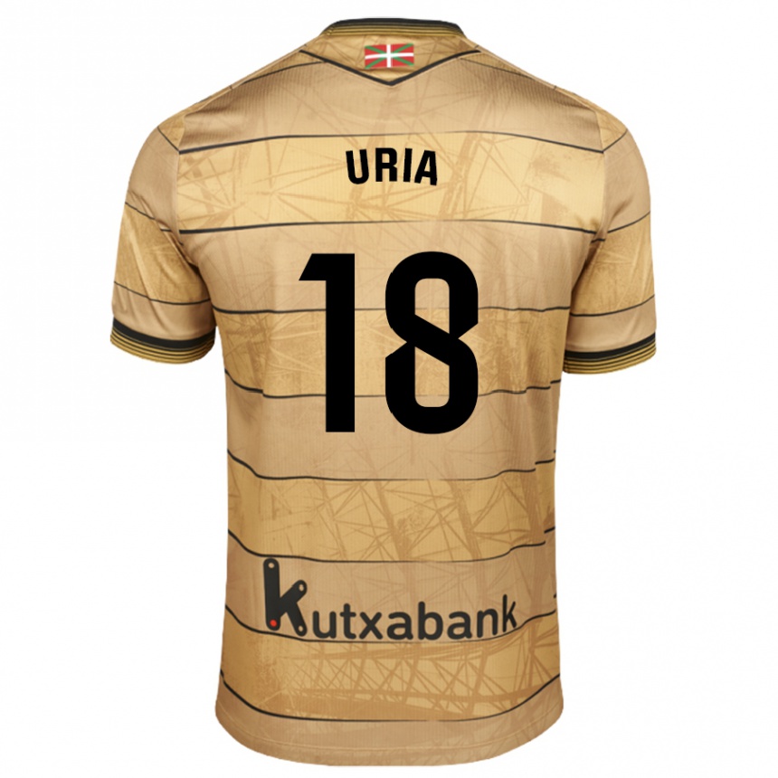 Niño Fútbol Camiseta Mirari Uria Gabilondo #18 Marrón 2ª Equipación 2024/25 Perú