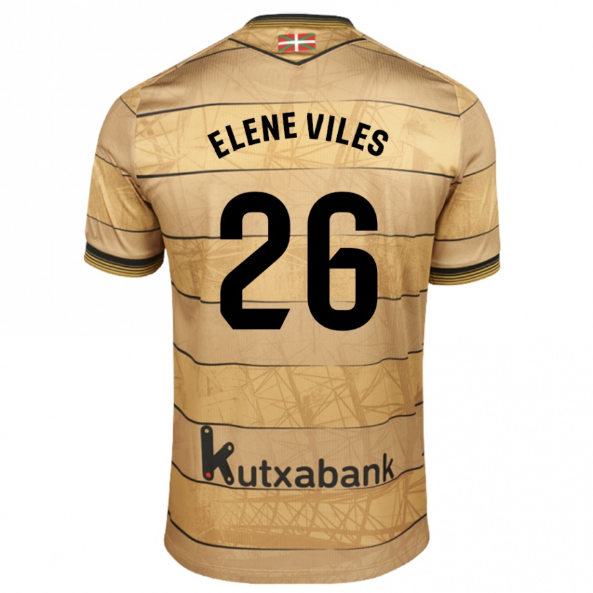 Niño Fútbol Camiseta Elene Viles Odriozola #26 Marrón 2ª Equipación 2024/25 Perú