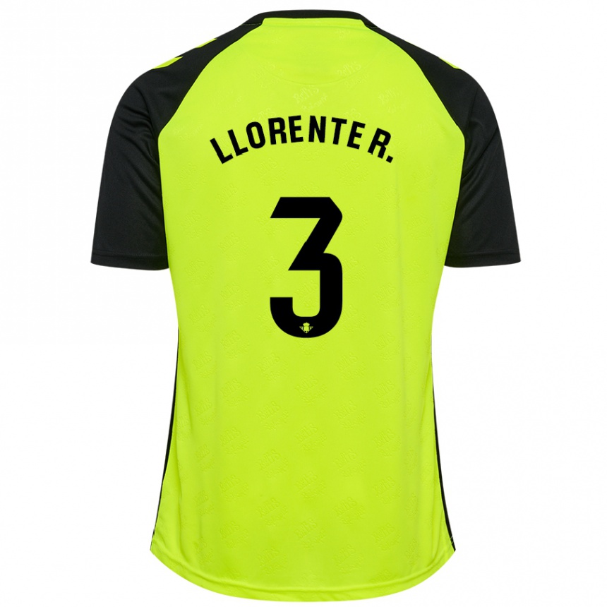 Niño Fútbol Camiseta Diego Llorente #3 Amarillo Fluorescente Negro 2ª Equipación 2024/25 Perú