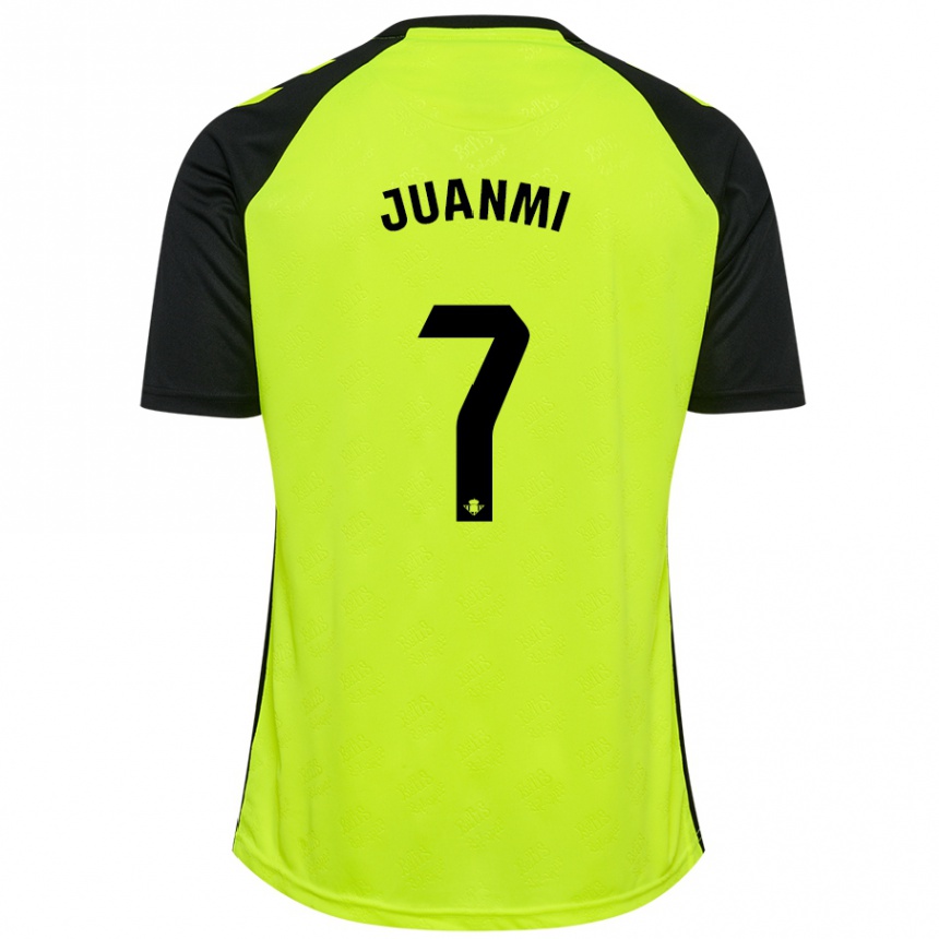 Niño Fútbol Camiseta Juanmi #7 Amarillo Fluorescente Negro 2ª Equipación 2024/25 Perú