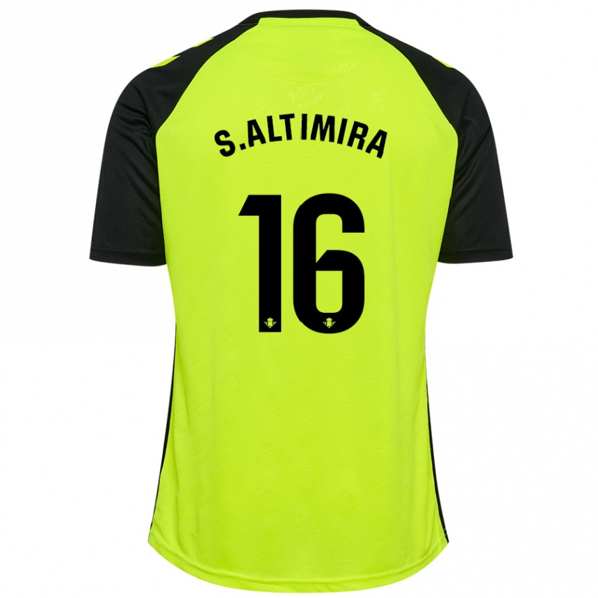 Niño Fútbol Camiseta Sergi Altimira #16 Amarillo Fluorescente Negro 2ª Equipación 2024/25 Perú