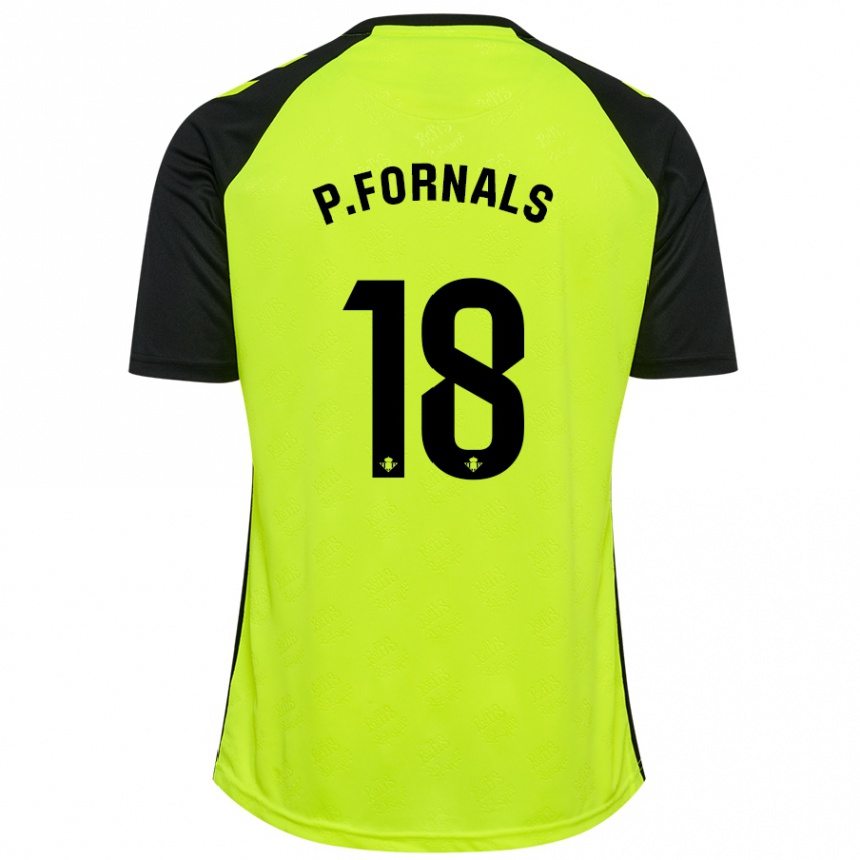 Niño Fútbol Camiseta Pablo Fornals #18 Amarillo Fluorescente Negro 2ª Equipación 2024/25 Perú