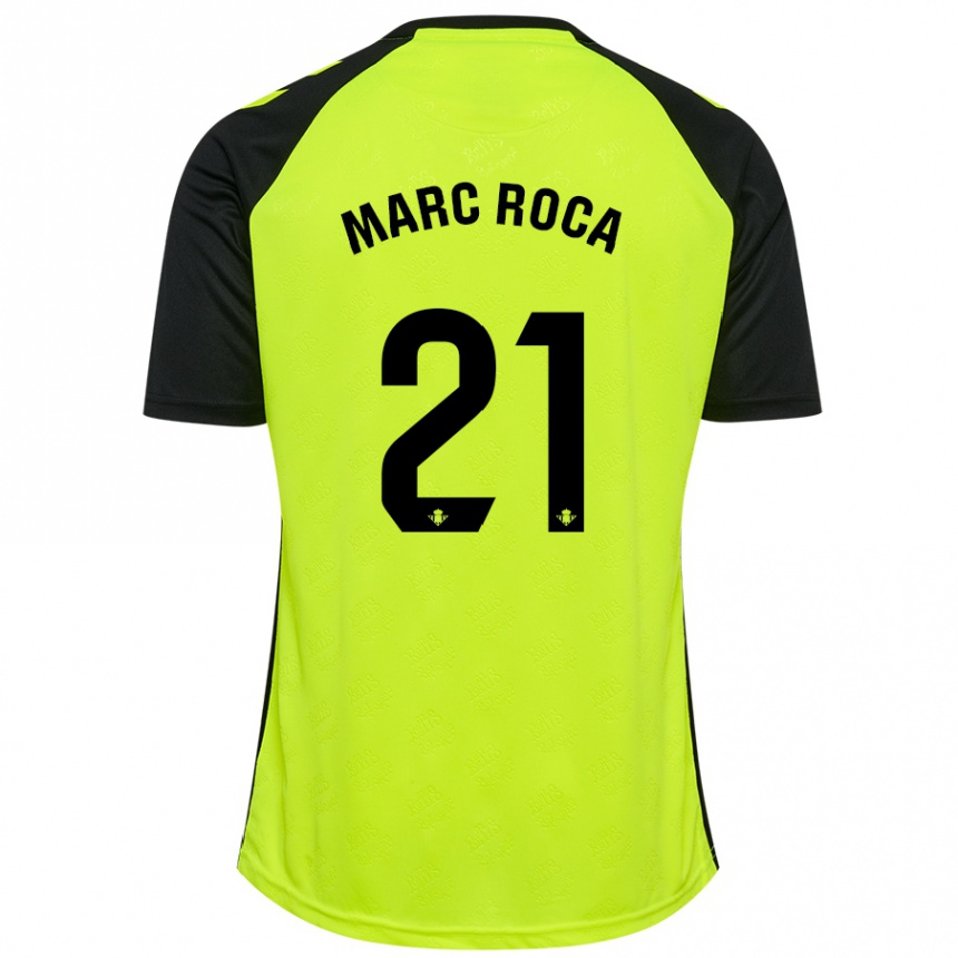 Niño Fútbol Camiseta Marc Roca #21 Amarillo Fluorescente Negro 2ª Equipación 2024/25 Perú