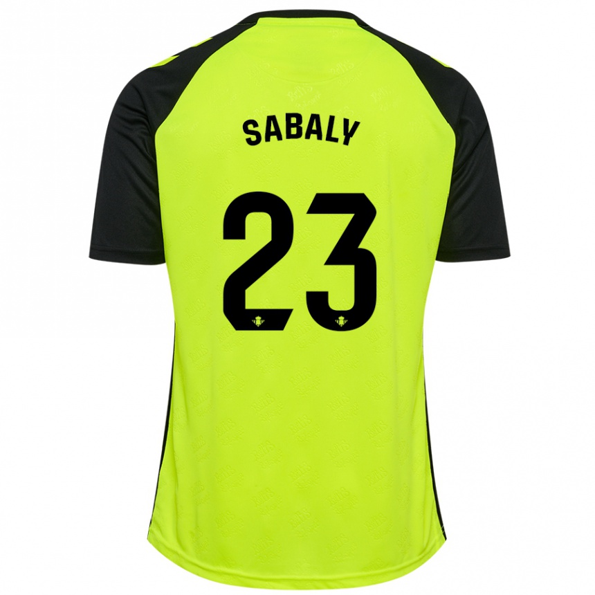 Niño Fútbol Camiseta Youssouf Sabaly #23 Amarillo Fluorescente Negro 2ª Equipación 2024/25 Perú