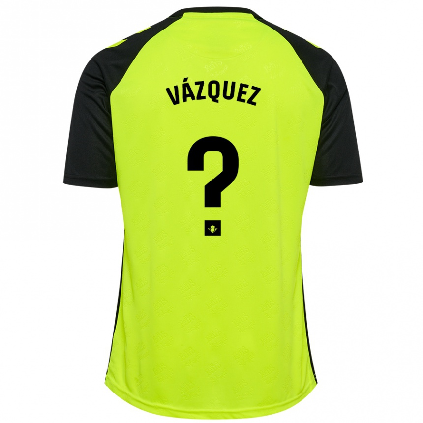 Niño Fútbol Camiseta Leo Vázquez #0 Amarillo Fluorescente Negro 2ª Equipación 2024/25 Perú