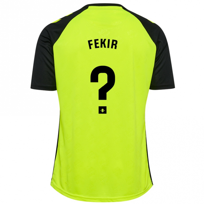 Niño Fútbol Camiseta Yassin Fekir #0 Amarillo Fluorescente Negro 2ª Equipación 2024/25 Perú