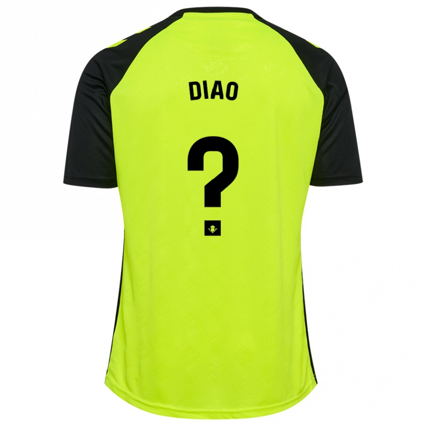 Niño Fútbol Camiseta Usse Diao #0 Amarillo Fluorescente Negro 2ª Equipación 2024/25 Perú