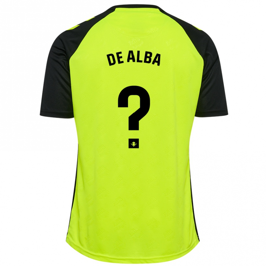 Niño Fútbol Camiseta Luismi De Alba #0 Amarillo Fluorescente Negro 2ª Equipación 2024/25 Perú