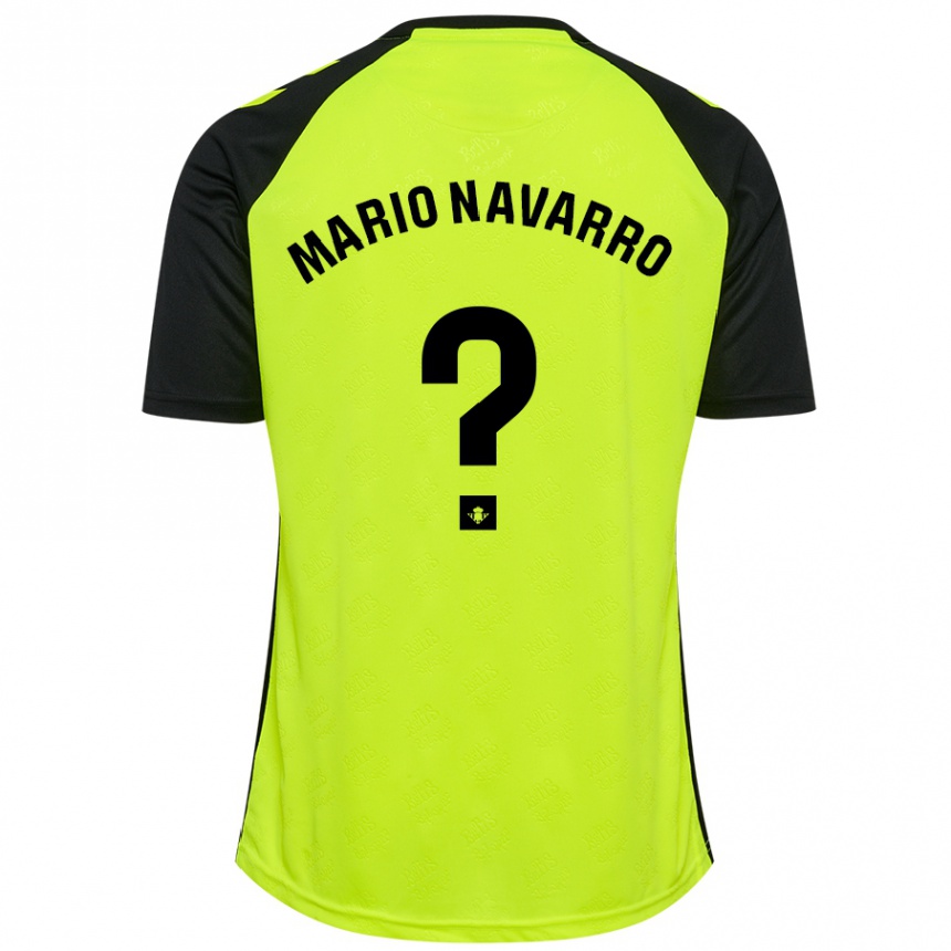 Niño Fútbol Camiseta Mario Navarro #0 Amarillo Fluorescente Negro 2ª Equipación 2024/25 Perú