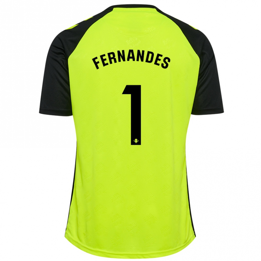 Niño Fútbol Camiseta Guilherme Fernandes #1 Amarillo Fluorescente Negro 2ª Equipación 2024/25 Perú