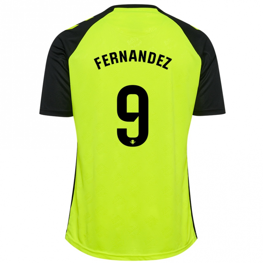 Niño Fútbol Camiseta Marcos Fernández #9 Amarillo Fluorescente Negro 2ª Equipación 2024/25 Perú