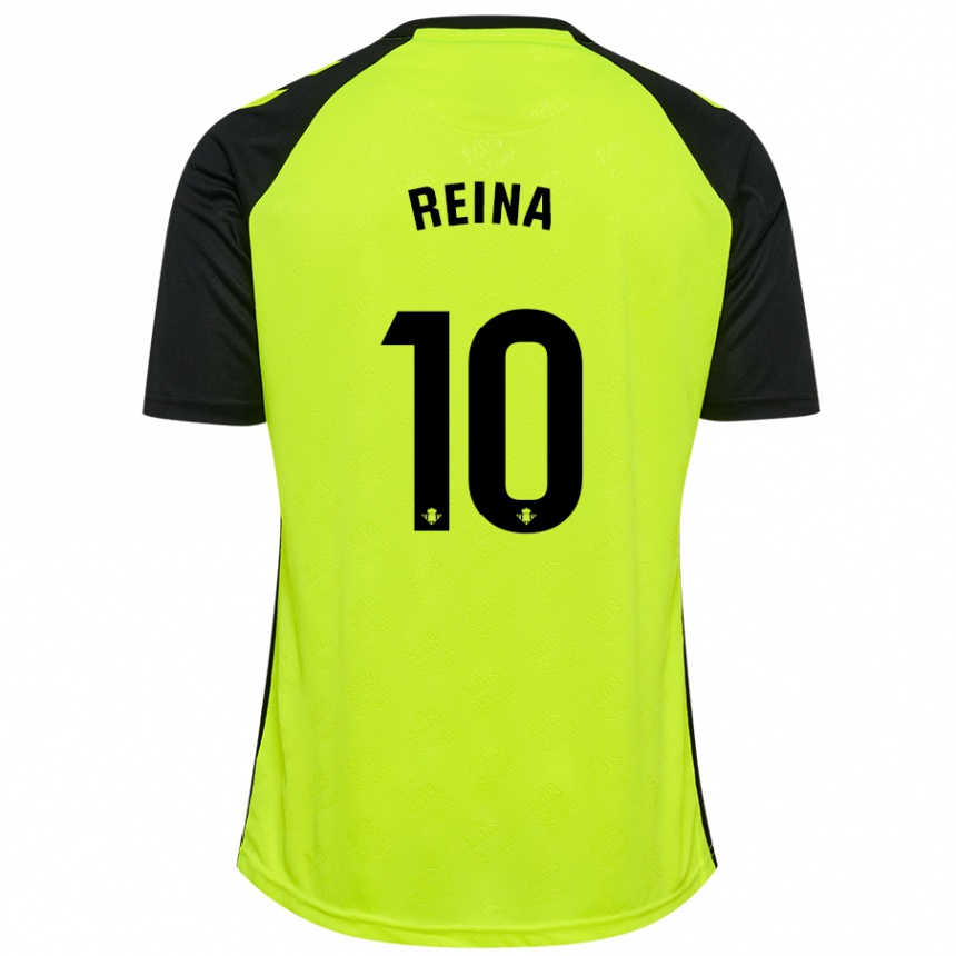 Niño Fútbol Camiseta Carlos Reina #10 Amarillo Fluorescente Negro 2ª Equipación 2024/25 Perú