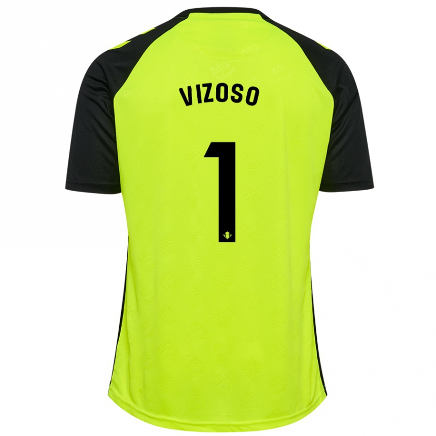 Niño Fútbol Camiseta Paula Vizoso #1 Amarillo Fluorescente Negro 2ª Equipación 2024/25 Perú