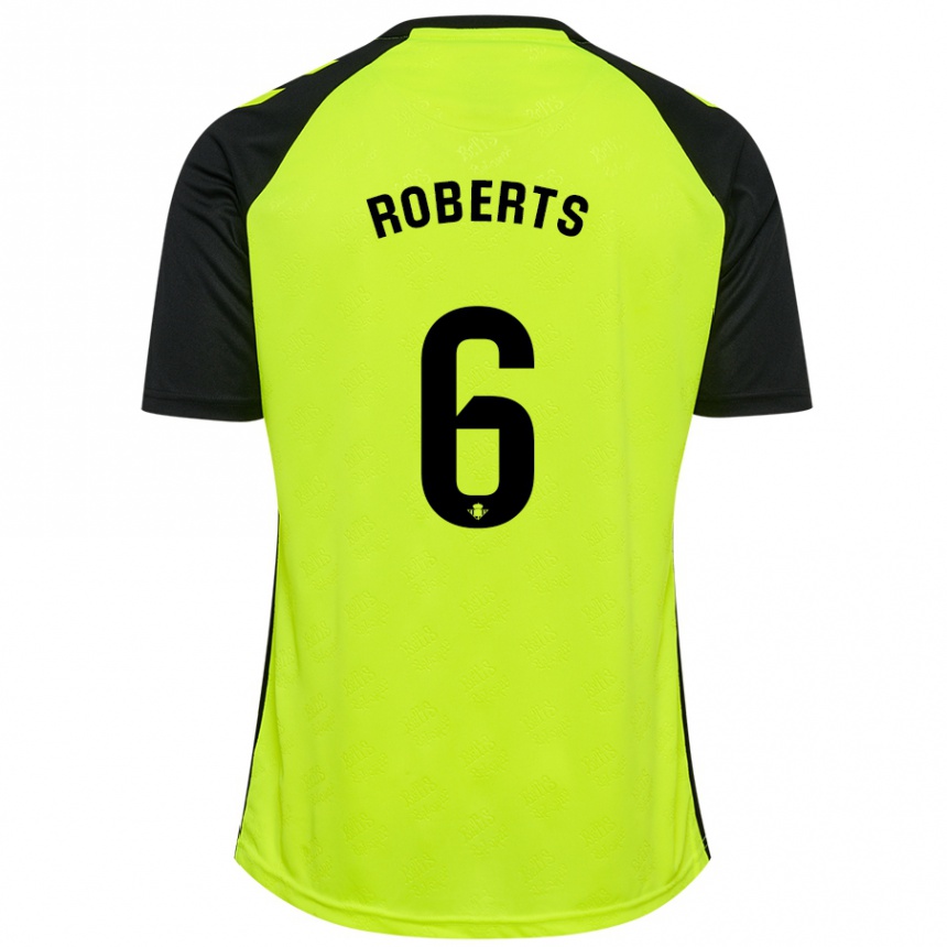 Niño Fútbol Camiseta Rhiannon Roberts #6 Amarillo Fluorescente Negro 2ª Equipación 2024/25 Perú