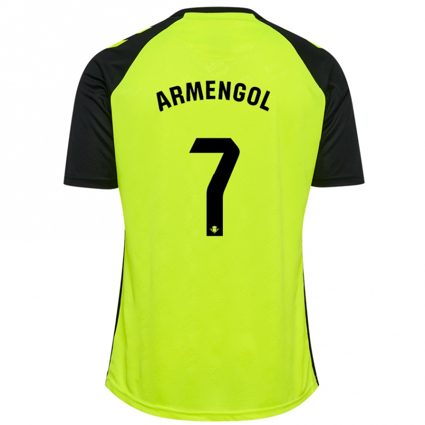 Niño Fútbol Camiseta Carla Armengol Joaniquet #7 Amarillo Fluorescente Negro 2ª Equipación 2024/25 Perú