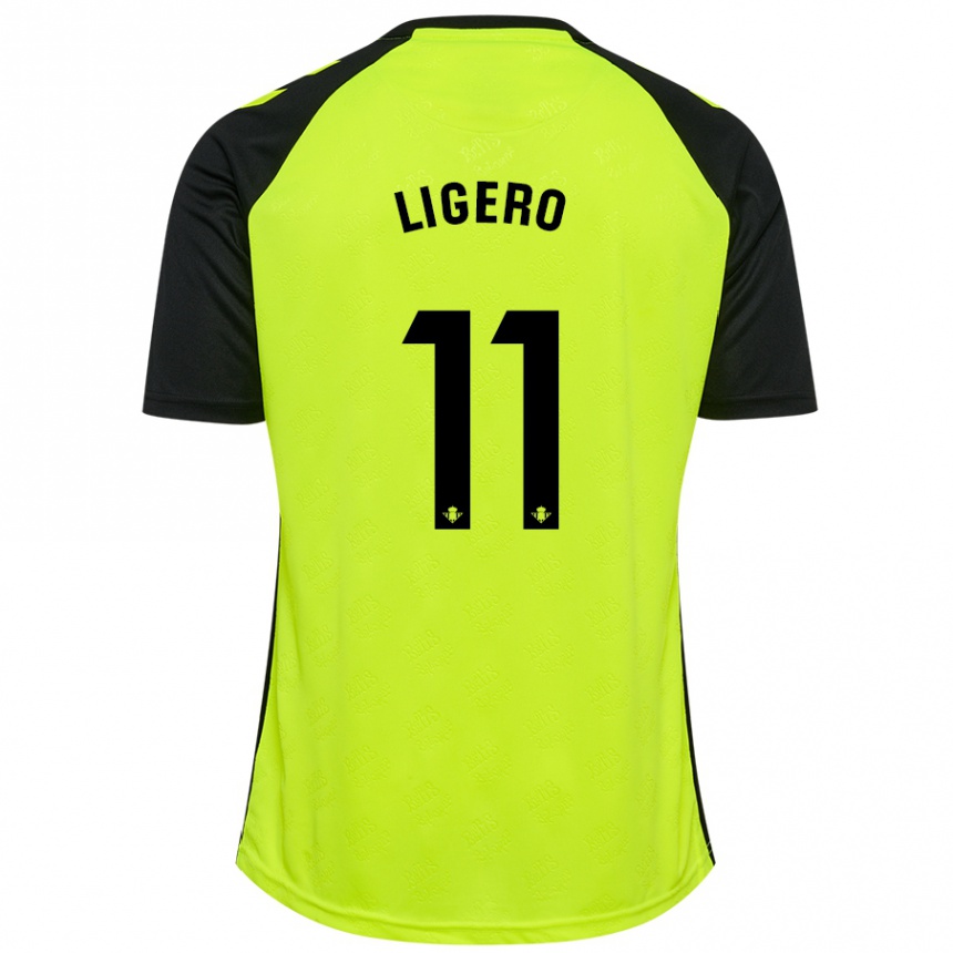 Niño Fútbol Camiseta Nuria Ligero #11 Amarillo Fluorescente Negro 2ª Equipación 2024/25 Perú