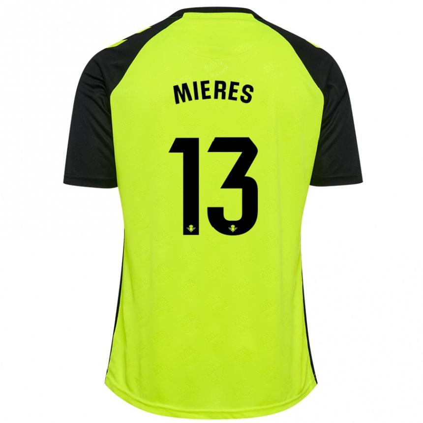 Niño Fútbol Camiseta Malena Mieres García #13 Amarillo Fluorescente Negro 2ª Equipación 2024/25 Perú