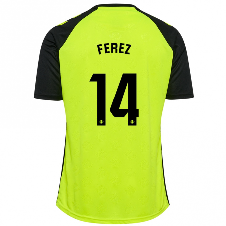 Niño Fútbol Camiseta Carolina Férez #14 Amarillo Fluorescente Negro 2ª Equipación 2024/25 Perú