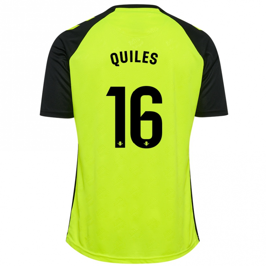 Niño Fútbol Camiseta Violeta García Quiles #16 Amarillo Fluorescente Negro 2ª Equipación 2024/25 Perú