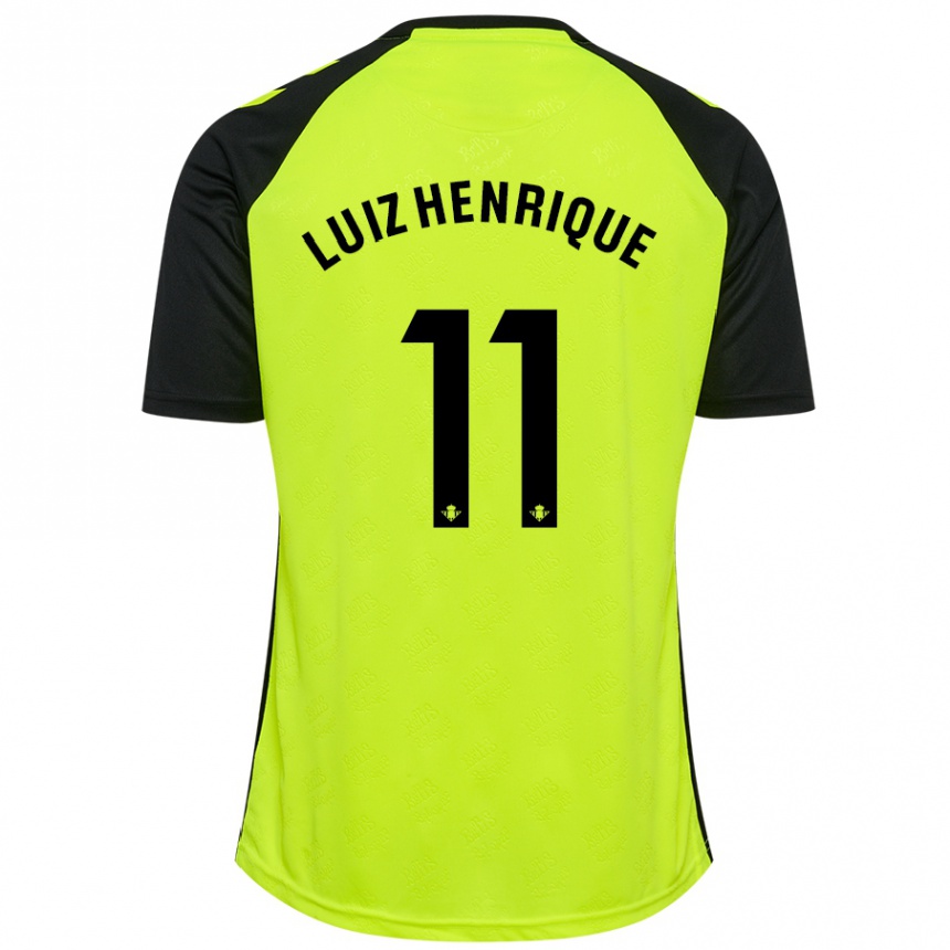 Niño Fútbol Camiseta Luiz Henrique #11 Amarillo Fluorescente Negro 2ª Equipación 2024/25 Perú