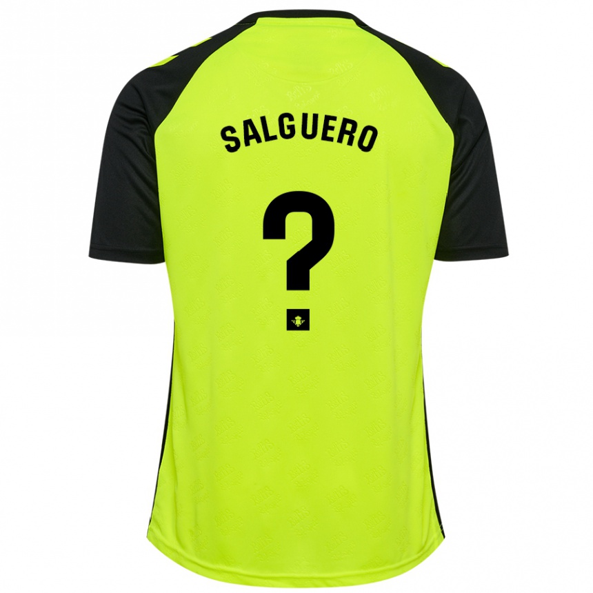 Niño Fútbol Camiseta Antonio Salguero #0 Amarillo Fluorescente Negro 2ª Equipación 2024/25 Perú