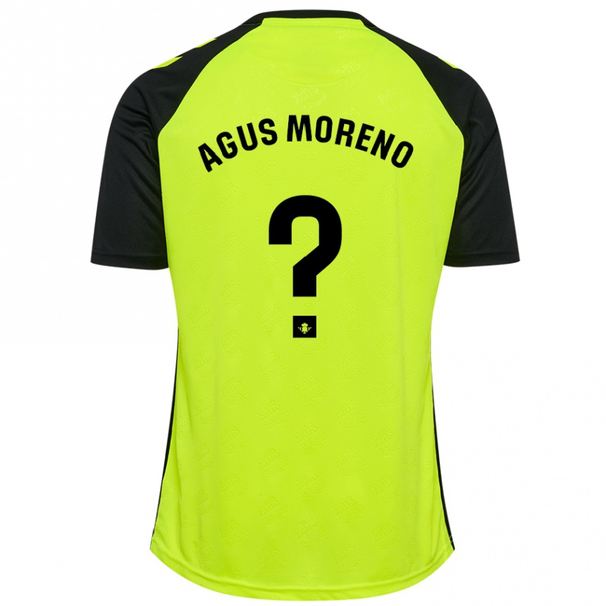 Niño Fútbol Camiseta Agus Moreno #0 Amarillo Fluorescente Negro 2ª Equipación 2024/25 Perú