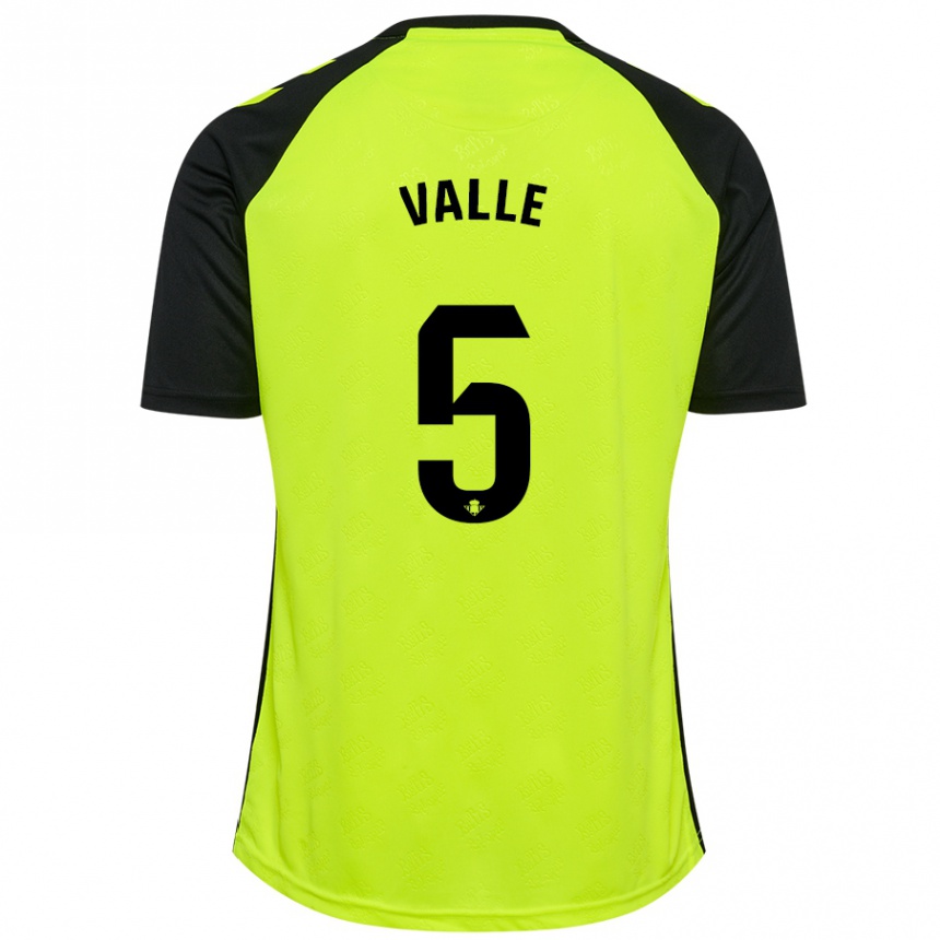 Niño Fútbol Camiseta María Valle López #5 Amarillo Fluorescente Negro 2ª Equipación 2024/25 Perú