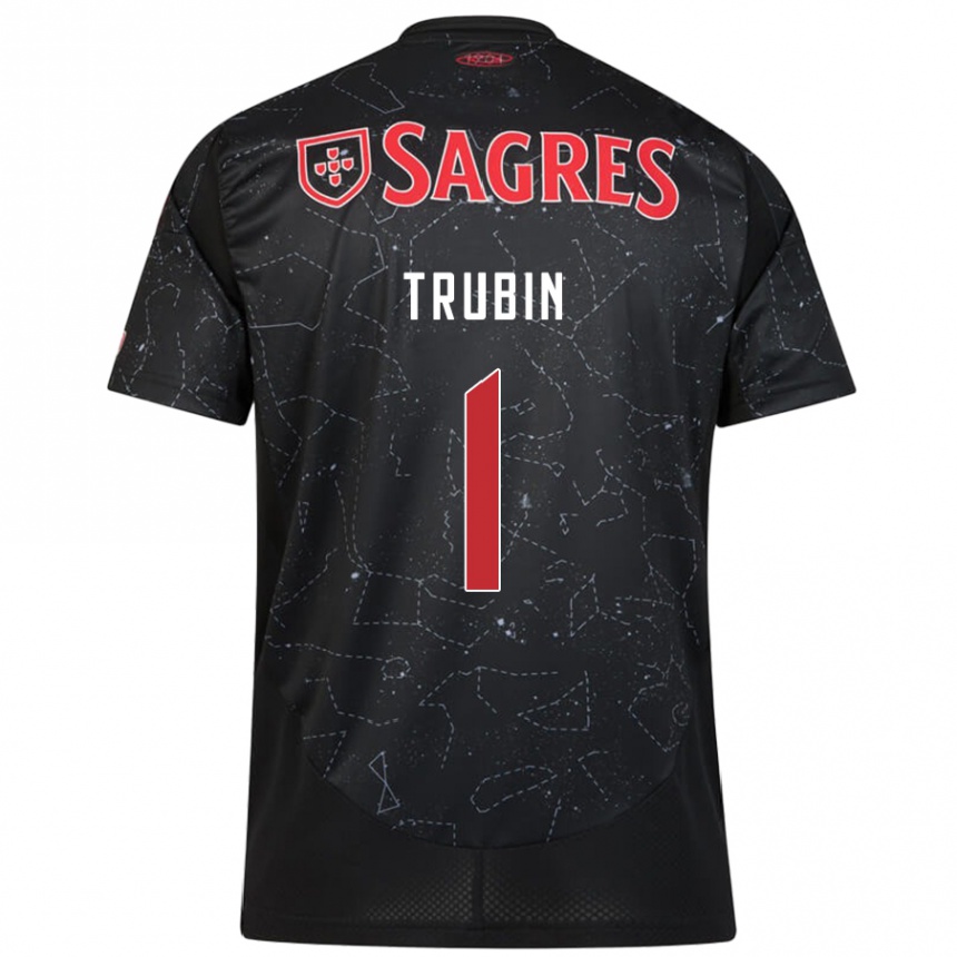 Niño Fútbol Camiseta Anatoliy Trubin #1 Negro Rojo 2ª Equipación 2024/25 Perú