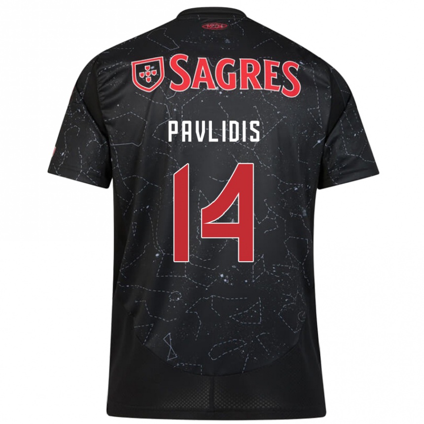 Niño Fútbol Camiseta Vangelis Pavlidis #14 Negro Rojo 2ª Equipación 2024/25 Perú