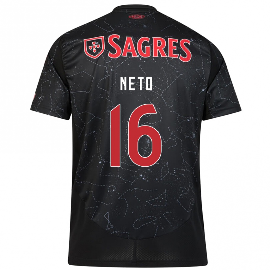 Niño Fútbol Camiseta Martim Neto #16 Negro Rojo 2ª Equipación 2024/25 Perú