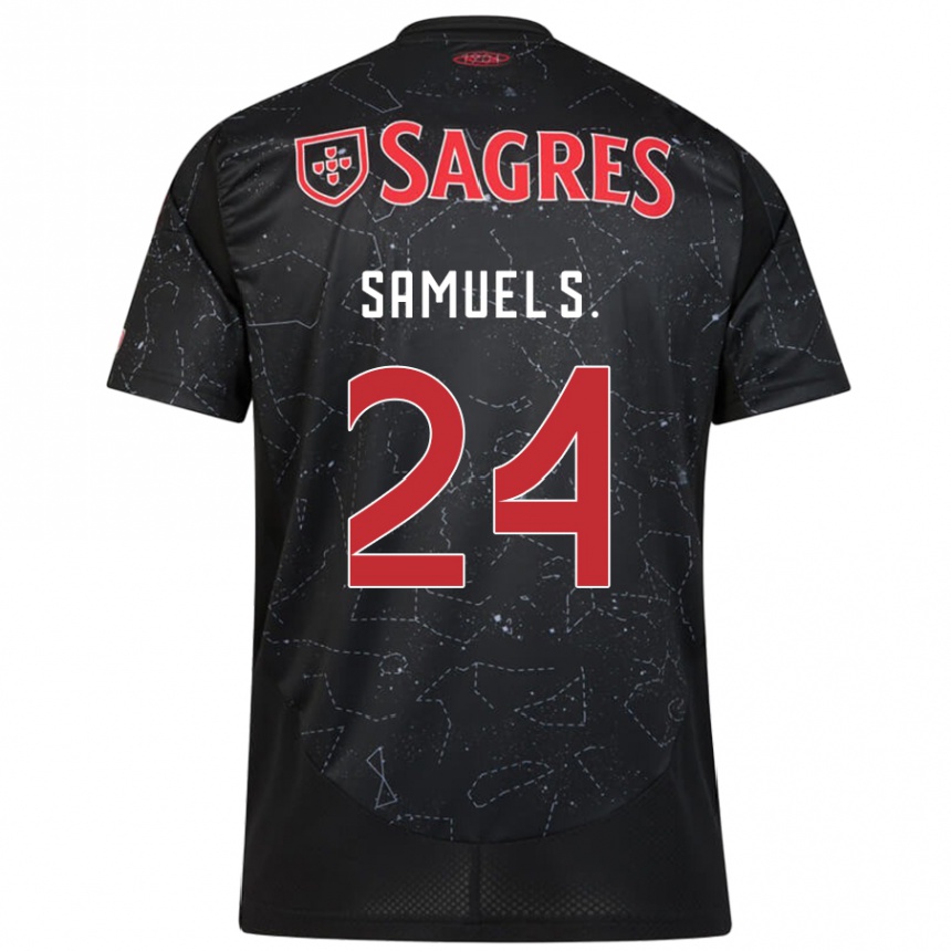 Niño Fútbol Camiseta Samuel Soares #24 Negro Rojo 2ª Equipación 2024/25 Perú