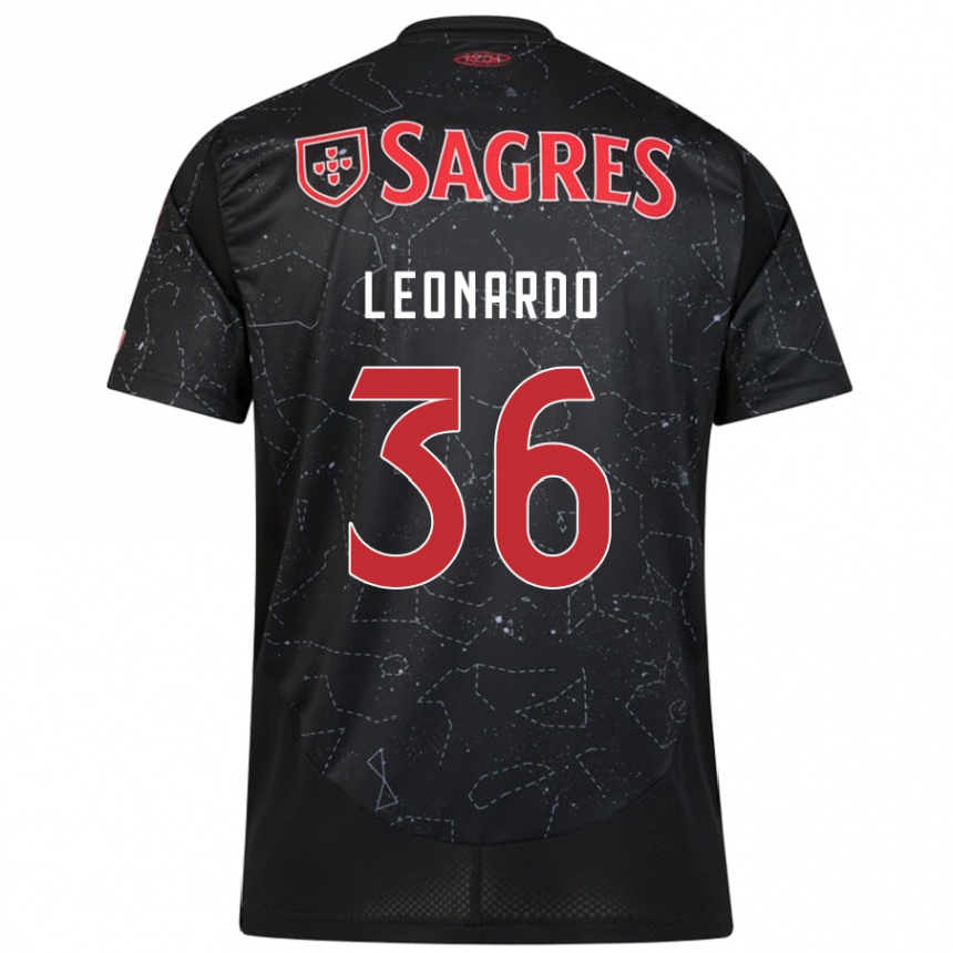 Niño Fútbol Camiseta Marcos Leonardo #36 Negro Rojo 2ª Equipación 2024/25 Perú