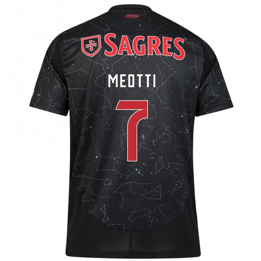 Niño Fútbol Camiseta Carlos Meotti #7 Negro Rojo 2ª Equipación 2024/25 Perú