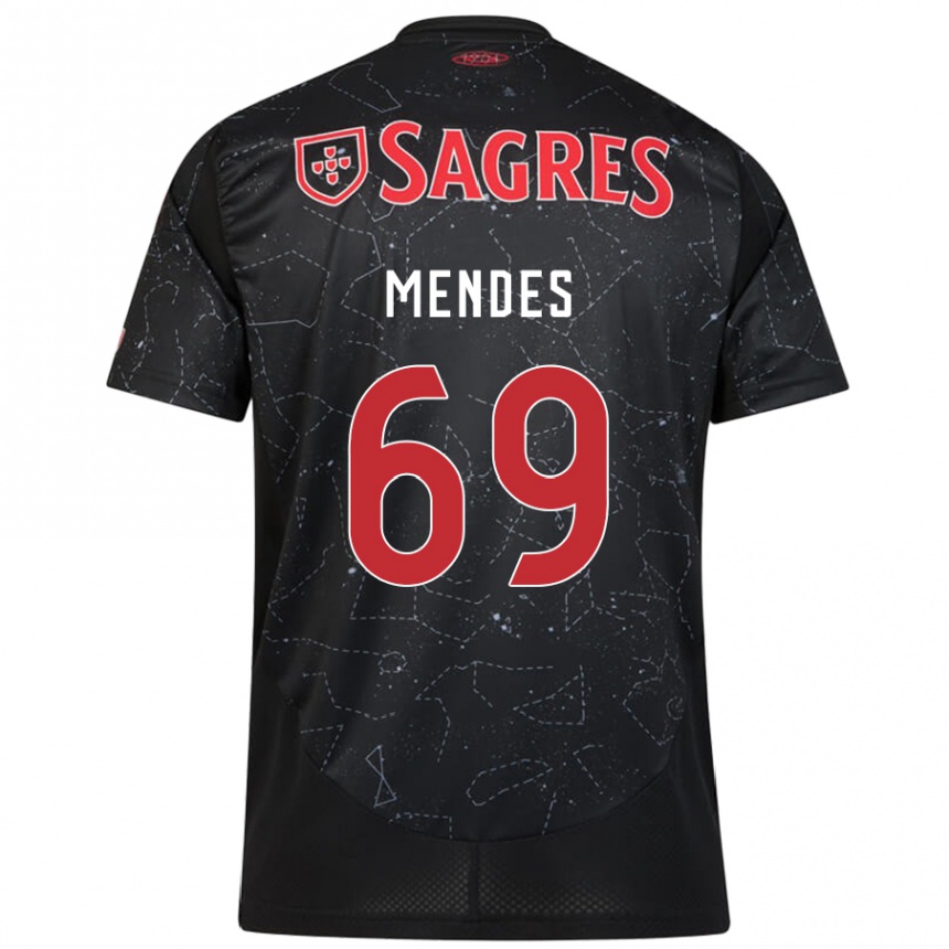 Niño Fútbol Camiseta Vladimir Mendes #69 Negro Rojo 2ª Equipación 2024/25 Perú