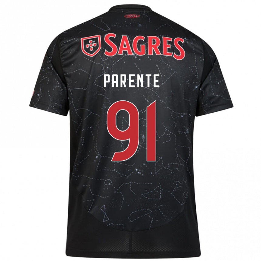 Niño Fútbol Camiseta Tiago Parente #91 Negro Rojo 2ª Equipación 2024/25 Perú