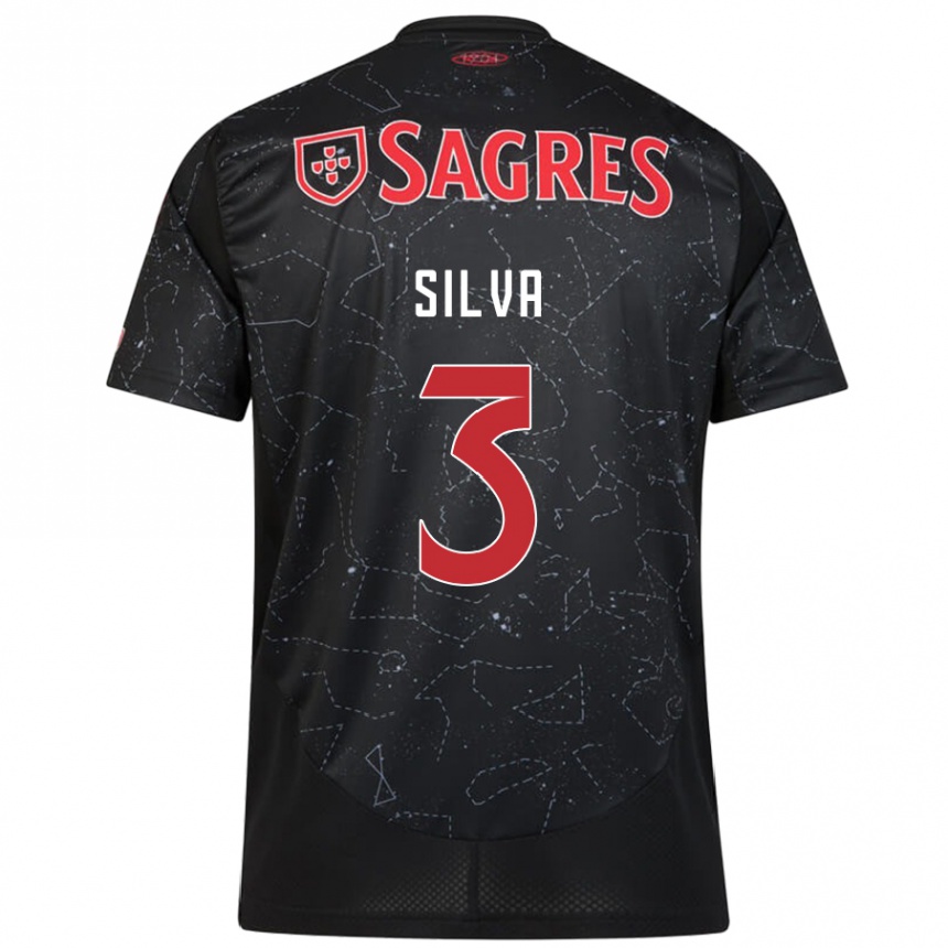 Niño Fútbol Camiseta Joana Silva #3 Negro Rojo 2ª Equipación 2024/25 Perú