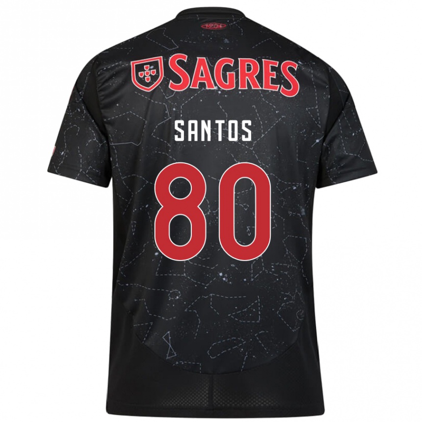 Niño Fútbol Camiseta Pedro Santos #80 Negro Rojo 2ª Equipación 2024/25 Perú